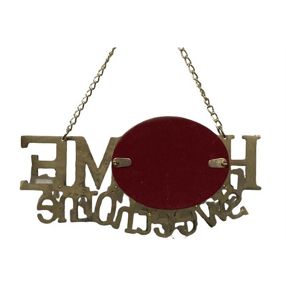 Vintage 1970s Hanging Brass Key Holder Home Sweet Home with Mirror and 5 Hooks - Picture 3 of 7